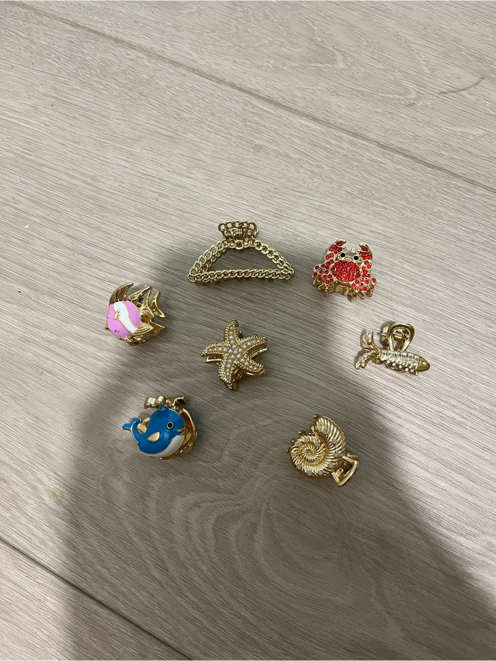 Kids Gold-Tone Ocean Charm Hair Clips - Blue, Pink, Red, Gold